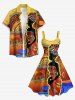 Plus Size Ethnic Lady Sun Print Hawaii Tank Dress -  