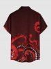 Plus Size Octopus Print Hawaii Button Pocket Shirt For Men -  