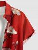 Plus Size Flower Branch Print Hawaii Button Pocket Shirt For Men -  