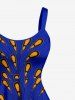 Robe trapèze hawaïenne à imprimé plumes de paon grande taille - Bleu M