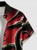 Chemise hawaïenne à poches boutonnées, imprimé pieuvre, mer et lune, grande taille pour homme - Rouge S