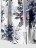 Plus Size Flower Leaf Print Hawaii Buttons Pocket Shirt For Men - Blanc L