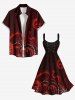 Robe trapèze à imprimé pieuvre grande taille, style hawaïen, lacée - Noir 6X