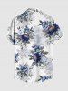Plus Size Flower Leaf Print Hawaii Buttons Pocket Shirt For Men - Blanc L