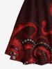 Robe trapèze à imprimé pieuvre grande taille, style hawaïen, lacée - Noir 6X