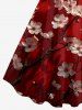 Plus Size Flower Branch Print Hawaii A Line Dress -  