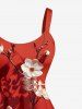Robe hawaïenne grande taille à imprimé floral et branches - Rouge 3X