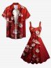 Robe hawaïenne grande taille à imprimé floral et branches - Rouge 3X