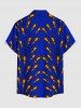Plus Size Peacock Feather Print Hawaii Buttons Pocket Shirt For Men - Bleu 4XL