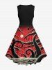 Plus Size Octopus Sea Moon Print Hawaii Swing A Line Dress -  