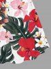 Plus Size Hibiscus Flower Tropical Leaf Print Cinched Hawaii Dress -  