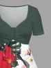 Plus Size Hibiscus Flower Tropical Leaf Print Cinched Hawaii Dress -  