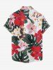 Chemise hawaïenne grande taille pour homme, à imprimé floral tropical et feuilles d'hibiscus, boutons et poche. - Vert profond 6XL