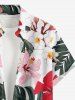 Chemise hawaïenne grande taille pour homme, à imprimé floral tropical et feuilles d'hibiscus, boutons et poche. - Vert profond 6XL