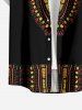 Plus Size Ethnic Pattern Print Buttons Pocket Hawaii Shirt For Men -  