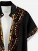Plus Size Ethnic Pattern Print Buttons Pocket Hawaii Shirt For Men -  