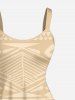 Plus Size Ethnic Dancer Geometric Pattern Print Hawaii Tank Dress -  