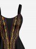 Robe débardeur hawaïenne à imprimé ethnique grande taille - Noir L