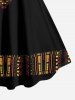 Robe débardeur hawaïenne à imprimé ethnique grande taille - Noir L