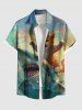 Shark Cat Sea Waves Print Plus Size Matching Hawaii Beach Outfit For Couples -  