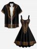 Ethnic Pattern Print Plus Size Matching Hawaii Beach Outfit For Couples -  