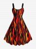 Ethnic Fire Flame Print Plus Size Matching Hawaii Beach Outfit For Couples -  