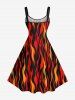 Ethnic Fire Flame Print Plus Size Matching Hawaii Beach Outfit For Couples -  