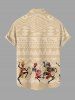 Chemise hawaïenne grande taille pour homme, à motifs ethniques géométriques, boutons et poches, style danseur. - Beige S