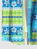 Chemise hawaïenne grande taille pour homme, imprimée de fleurs tropicales et de feuilles, avec poches et boutons, à manches longues et imprimé d'écharpe. - Turquoise S
