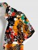 Plus Size Colorblock Leopard Print Buttons Pocket Hawaii Shirt For Men - Multi L