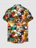 Chemise hawaïenne grande taille à imprimé léopard colorblock, boutons et poches pour homme - Multi 5XL