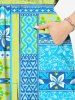 Robe midi hawaïenne fendue à imprimé floral tropical et feuilles tropicales grande taille - Turquoise 5X