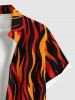 Chemise hawaïenne grande taille pour homme, à imprimé ethnique flammes, boutons et poche. - Rouge L