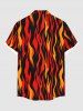 Chemise hawaïenne grande taille pour homme, à imprimé ethnique flammes, boutons et poche. - Rouge L