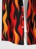 Chemise hawaïenne grande taille pour homme, à imprimé ethnique flammes, boutons et poche. - Rouge 5XL