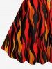 Plus Size Ethnic Fire Flame Print Hawaii Tank Dress -  