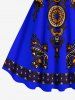 Plus Size Ethnic Mirror Floral Print Hawaii Tank Dress -  