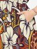 Robe mi-longue hawaïenne fendue à imprimé tropical et fleurs d'hibiscus (grandes tailles) - Brun S