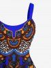 Plus Size Ethnic Mirror Floral Print Hawaii Tank Dress -  
