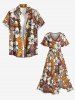 Plus Size Hibiscus Flowers Tropical Print Split Hawaii Midi Dress -  
