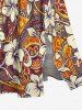 Plus Size Hibiscus Flowers Tropical Print Split Hawaii Midi Dress -  