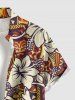 Plus Size Hibiscus Flowers Tropical Print Buttons Pocket Hawaii Shirt For Men -  