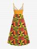 Plus Size Ethnic Geometric Pattern Print Surplice Hawaii Cami Dress -  