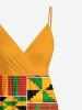 Plus Size Ethnic Geometric Pattern Print Surplice Hawaii Cami Dress -  