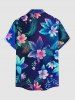 Chemise hawaïenne grande taille pour homme, à imprimé floral tropical et feuilles, boutons et poche. - Bleu profond 6XL