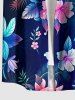 Chemise hawaïenne grande taille pour homme, à imprimé floral tropical et feuilles, boutons et poche. - Bleu profond 6XL