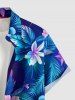 Chemise hawaïenne grande taille pour homme, à imprimé floral tropical et feuilles, boutons et poche. - Bleu profond 6XL