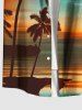 Chemise hawaïenne à poches boutons, imprimé ombré cocotier et éclair, grande taille, pour hommes - Brun Légère 6XL