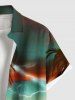 Chemise hawaïenne à poches boutons, imprimé ombré cocotier et éclair, grande taille, pour hommes - Brun Légère 6XL