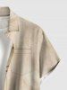 Plus Size Flower Leaf Branch Print Hawaii Button Pocket Shirt For Men -  